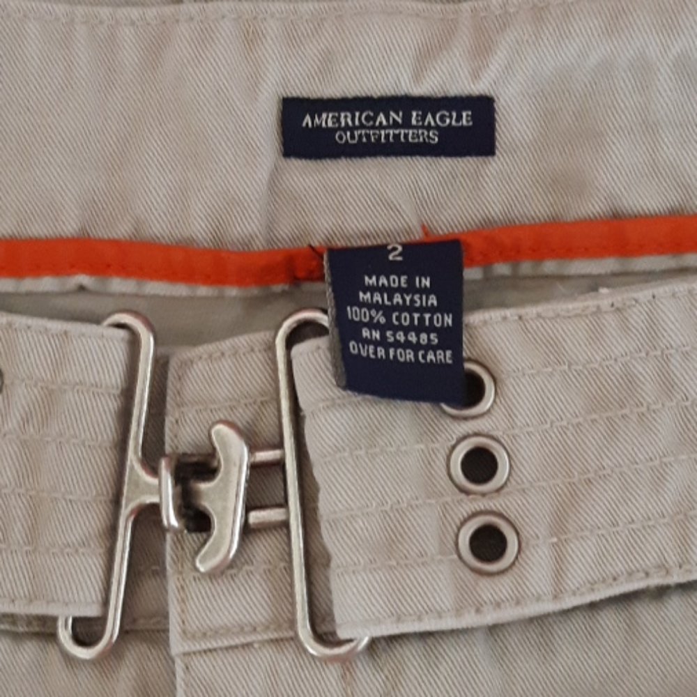 Womens Skirt Short AE tan neutral color sz 2 Cotton B5 - Picture 3 of 3
